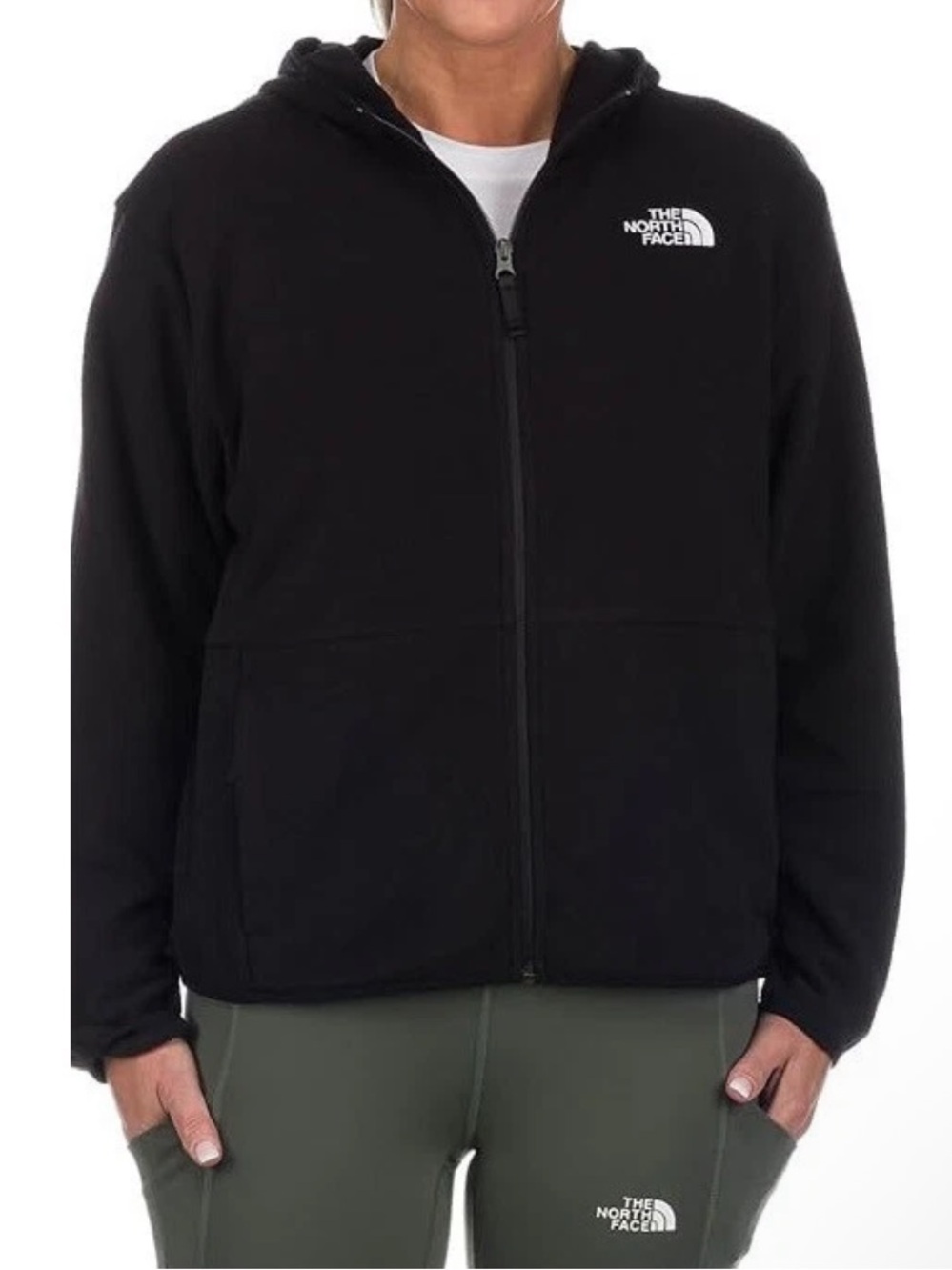 The North Face NWT Anchor Full Zip Fleece Hoodie Black Circular Design Medium